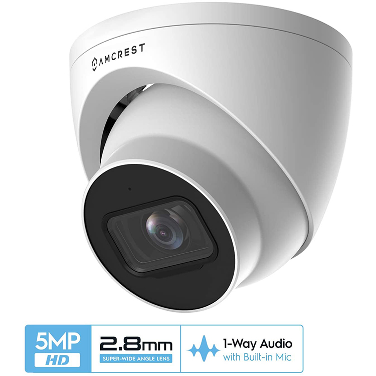 Amcrest 5MP UltraHD Outdoor Security IP Turret PoE Camera with Mic/Audio